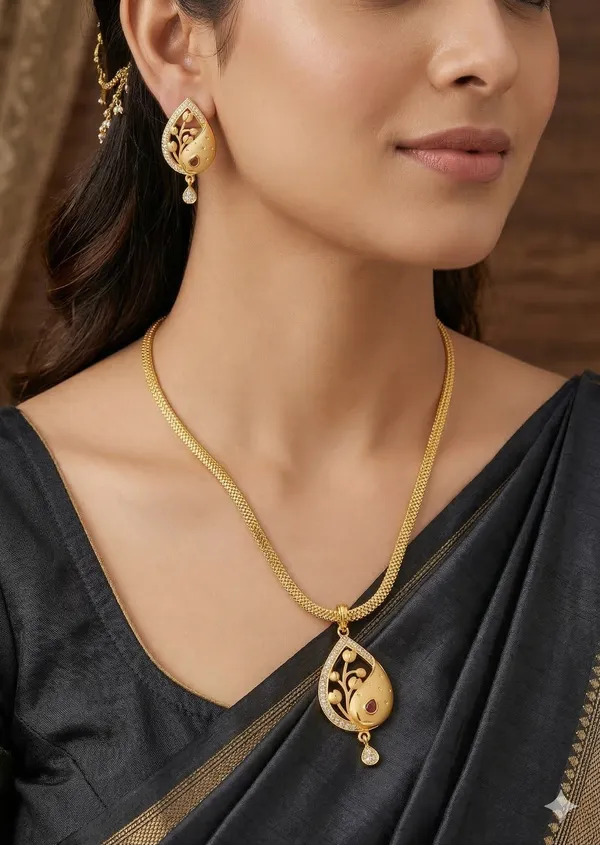 Adorby_Micro_Gold_Plated_Teardrop_Pendant_Set_with_Earrings_&_Adjustable_Ring_-_3_Piece_Jewelry_Combo