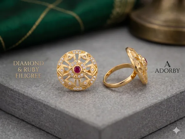 Antique_Gold_Matte_Finish_Pear_Shape_Red_Stone_Ring_-_Free_Size_Wedding_Jewelry
