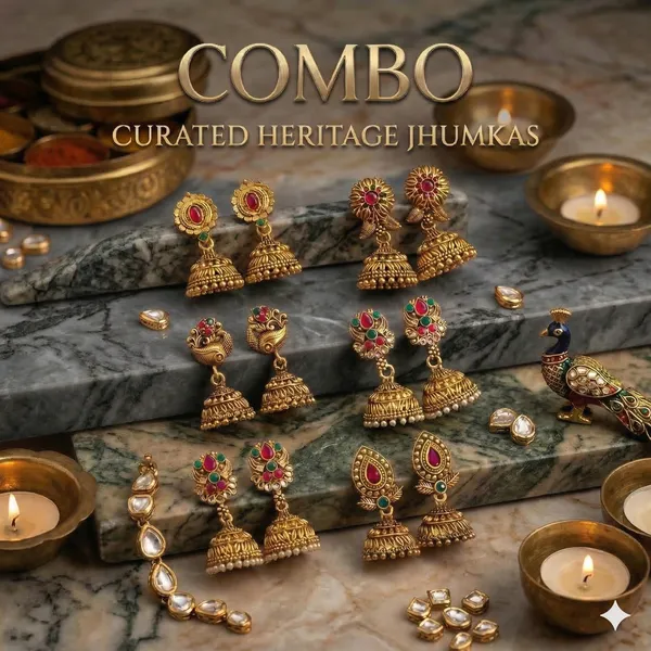 Pack_of_6_-_Gold_Oxidised_Alloy_Jhumka_For_Women_|_Temple_Jewellery