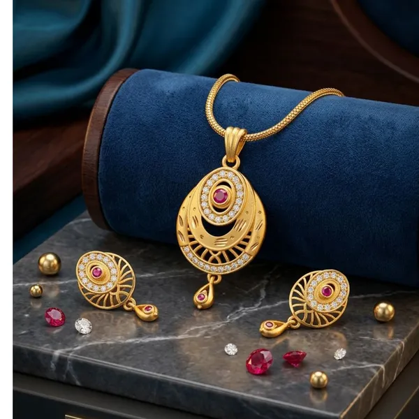 Gold_Alloy_Pendant_Necklace_Set_with_Earrings_For_Women