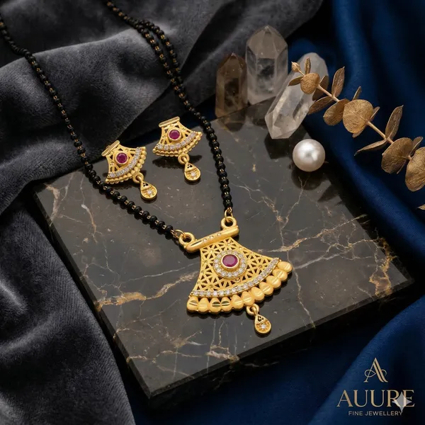 Gold_Alloy_With_Gold_Tone_Plating_Mangalsutra_Pendant_Necklace_with_Earrings_For_Women