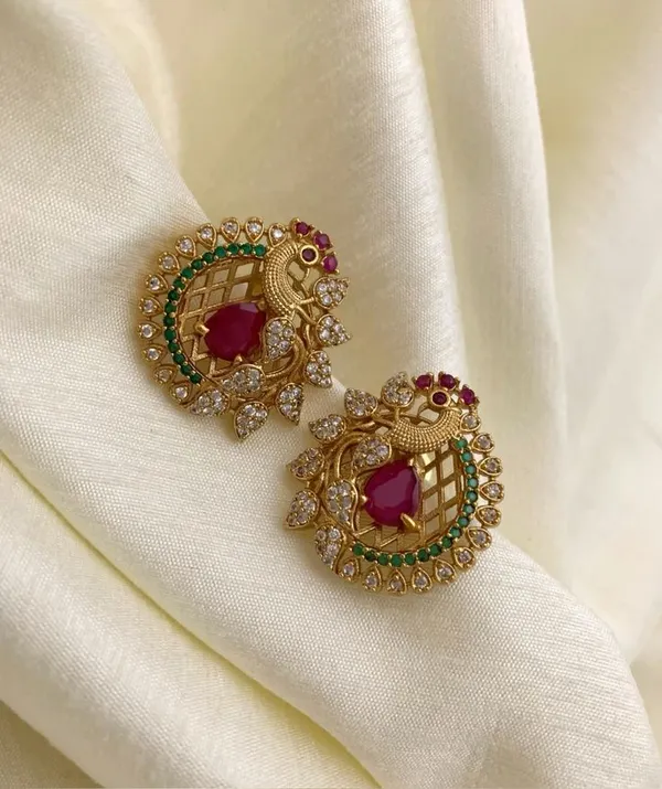 Gold_plated_Peacock_earring_for_women_south_indian_fancy_jewellery_