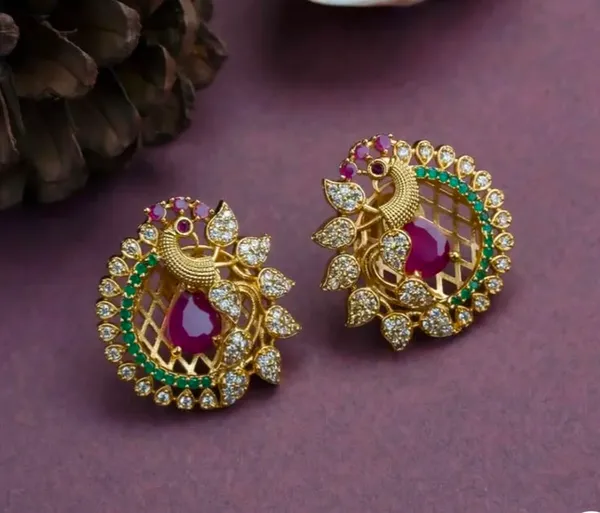 Gold_plated_Peacock_earring_for_women_south_indian_fancy_jewellery_