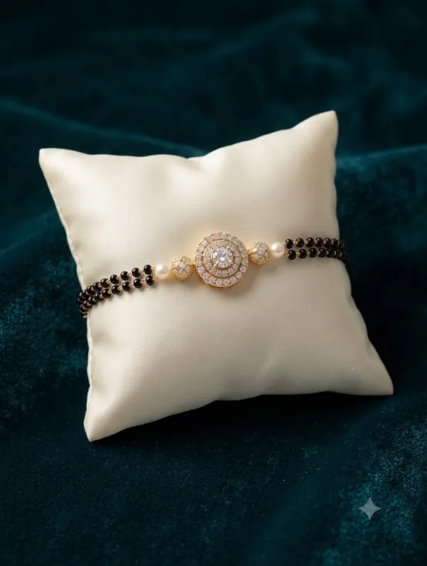 Traditional_Double-Line_Black_Beaded_Mangalsutra_Bracelet_with_CZ_Halo_Centerpiece