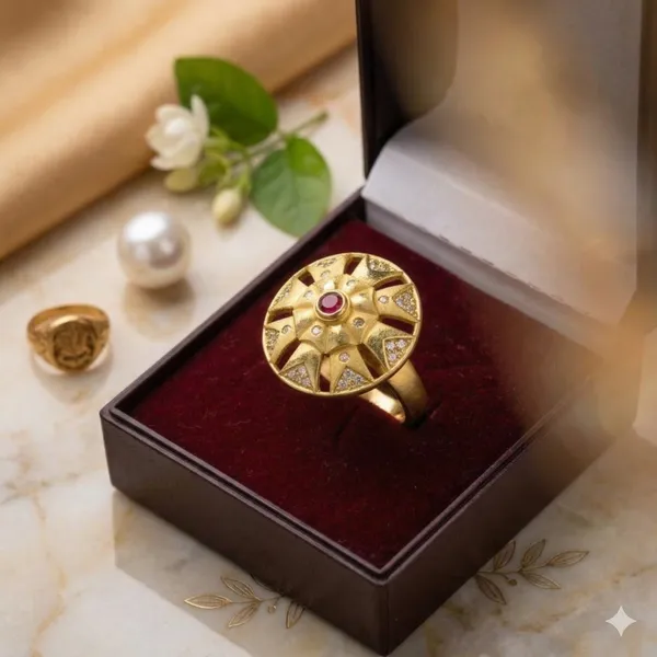 Gold_Alloy_Floral_Disc_Ring_For_Women