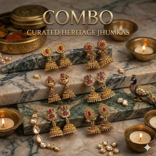 Pack_of_6_-_Gold_Oxidised_Alloy_Jhumka_For_Women_|_Temple_Jewellery