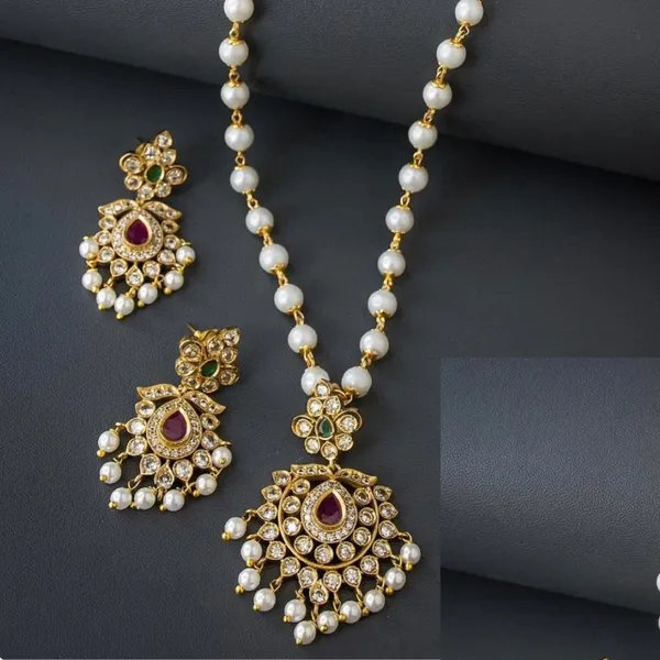 Traditional_Gold_Plated_Pearl_Mala_Necklace_Set_with_CZ_&_Ruby-Emerald_Antique_Pendant_and_Matching_Earrings