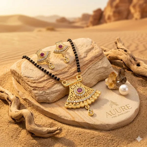 Gold_Alloy_With_Gold_Tone_Plating_Mangalsutra_Pendant_Necklace_with_Earrings_For_Women