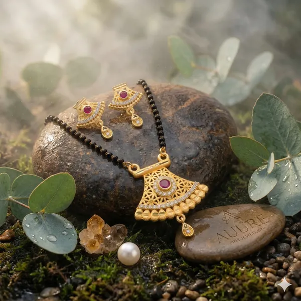 Gold_Alloy_With_Gold_Tone_Plating_Mangalsutra_Pendant_Necklace_with_Earrings_For_Women