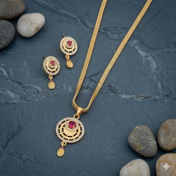 Gold_Alloy_Pendant_Set_with_Earrings_For_Women