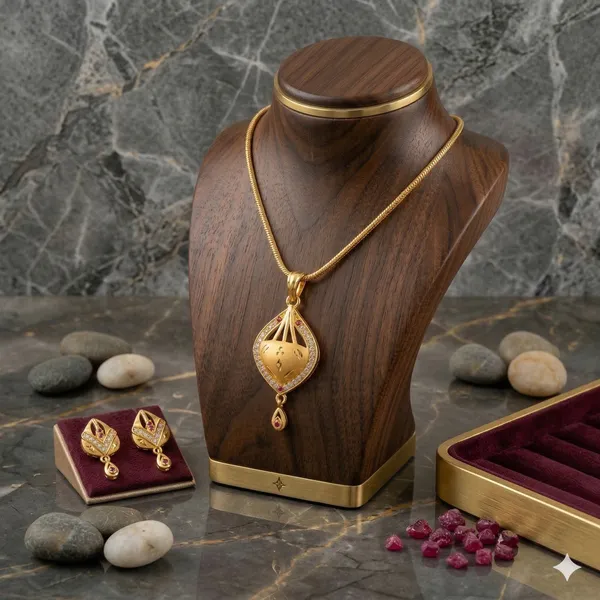 Gold_Alloy_Pendant_Necklace_Set_with_Earrings_For_Women