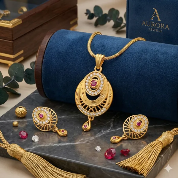 Gold_Alloy_Pendant_Necklace_Set_with_Earrings_For_Women