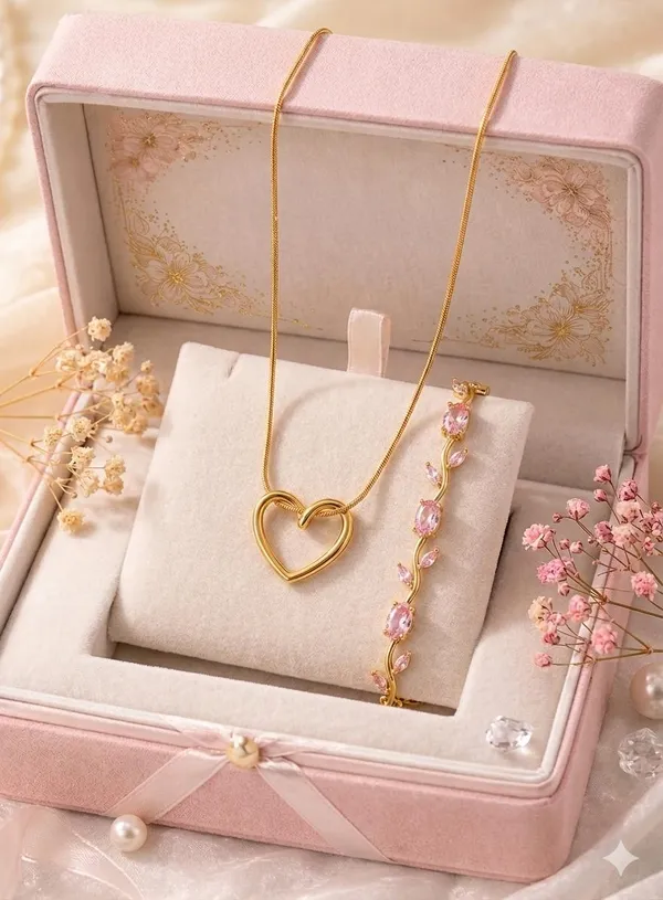 heart_pendant_&_tulip_bracelet_for_women_and_girls
