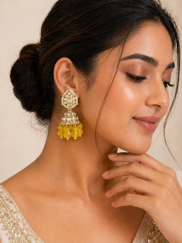 Indian_Shringar_Kundan_Jhumki_Earrings_|_Yellow_Bead_Jhalar_Traditional_Earrings_|_Ethnic_Festive_Jewelry