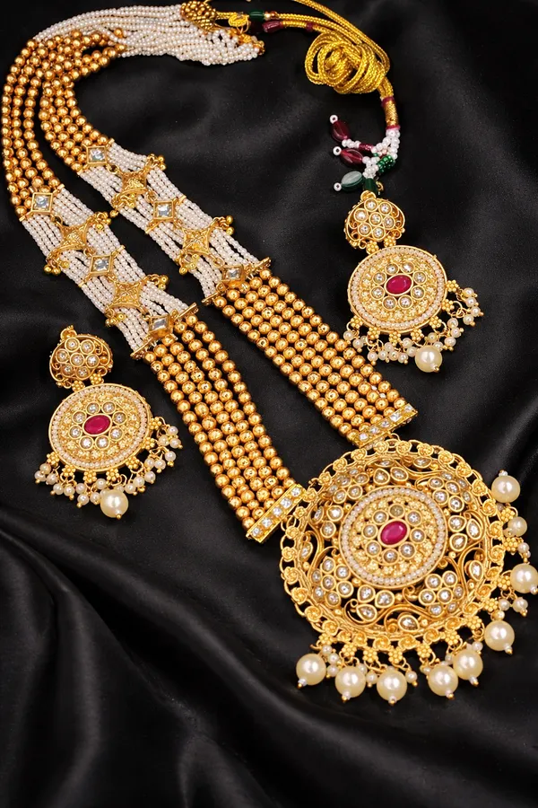 Indian_Shringar_Heritage_Polki_Kundan_Necklace_Set_|_Bridal_Long_Necklace_with_Pearl_Drops_|_Premium_Ethnic_Wedding_Jewelry
