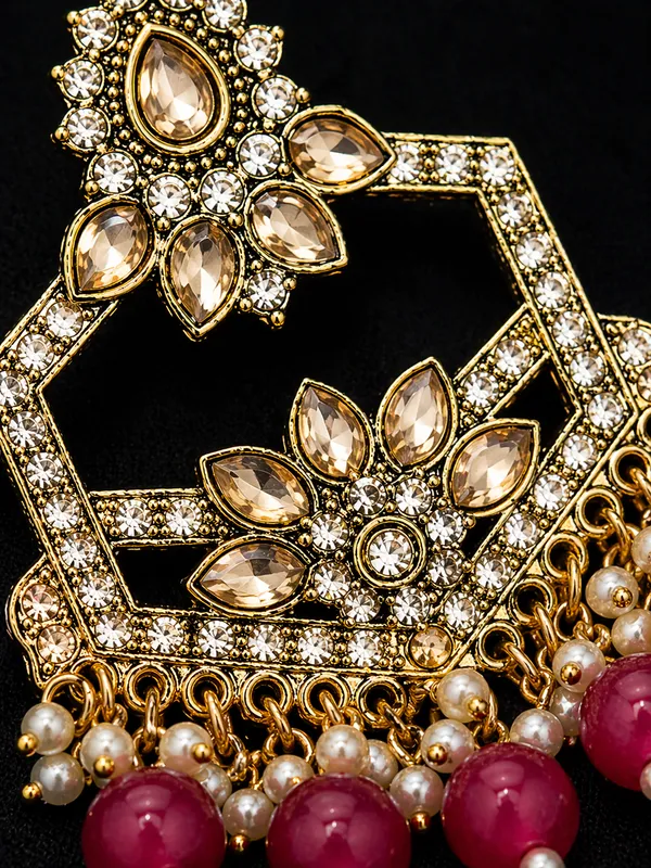 Indian_Shringar_Kundan_Chandbali_Earrings_|_Pink_Bead_Jhalar_Designer_Hexagon_Earrings_|_Ethnic_Bridal_Statement_Jewelry