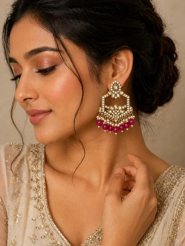 Indian_Shringar_Kundan_Chandbali_Earrings_|_Pink_Bead_Jhalar_Designer_Hexagon_Earrings_|_Ethnic_Bridal_Statement_Jewelry