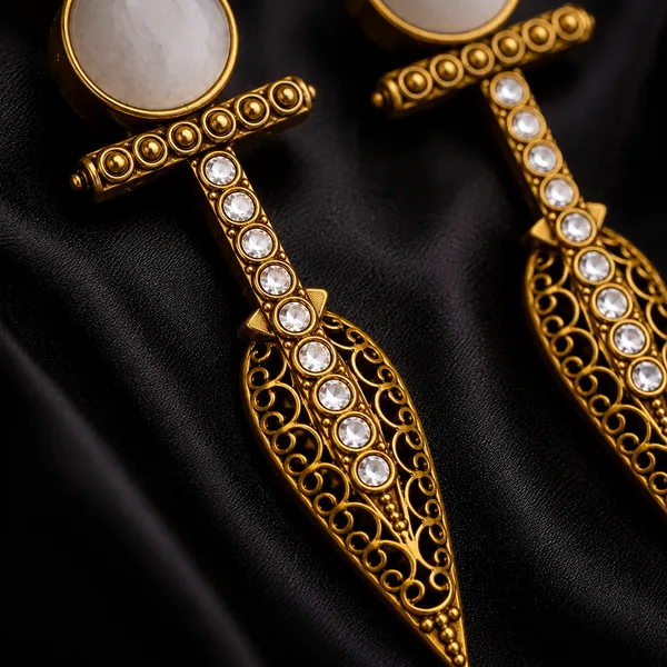 Classic_White_Stone_Designer_Earrings_|_Antique_Golden_Elegant_Statement_Earrings_for_Party_&_Ethnic_Wear