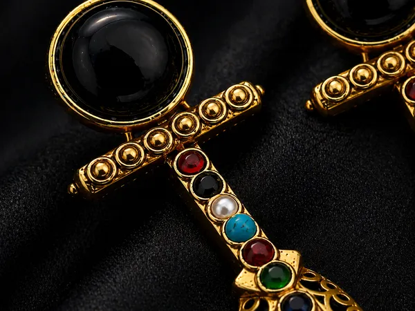 Designer_Black_Stone_Golden_Drop_Earrings_|_Antique_Fusion_Statement_Earrings_for_Party_&_Ethnic_Wear