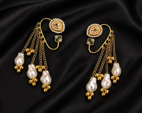 Indian_Shringar_Kashmiri_Ear_Cuff_Earrings_|_Green_&_White_Monalisa_Stone_Pearl_Chain_Ear_Wrap_|_Ethnic_Statement_Jewelry