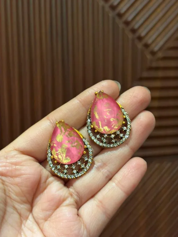Aabroo_Pink_Marble_Glow_Earrings