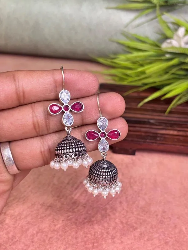 Aarini_Blush_Bloom_Red_White_Earrings