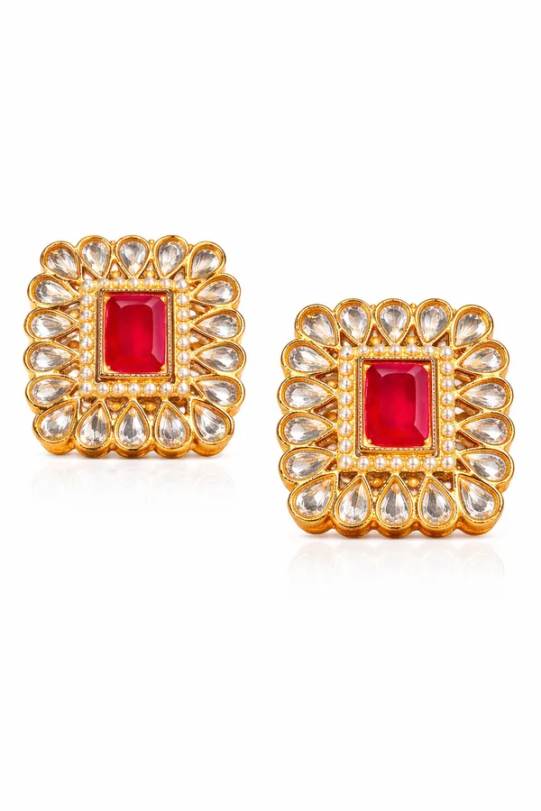 Colour_Changing_Kundan_Stud_Earrings_for_Women_|_Red_Stone_Traditional_Earrings_|_Indian_Shringar