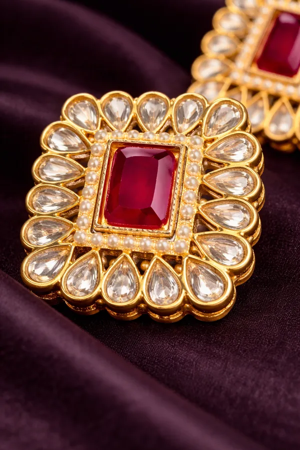 Colour_Changing_Kundan_Stud_Earrings_for_Women_|_Red_Stone_Traditional_Earrings_|_Indian_Shringar