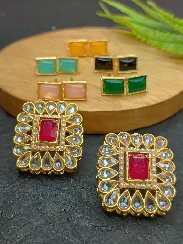 Colour_Changing_Kundan_Stud_Earrings_for_Women_|_Red_Stone_Traditional_Earrings_|_Indian_Shringar