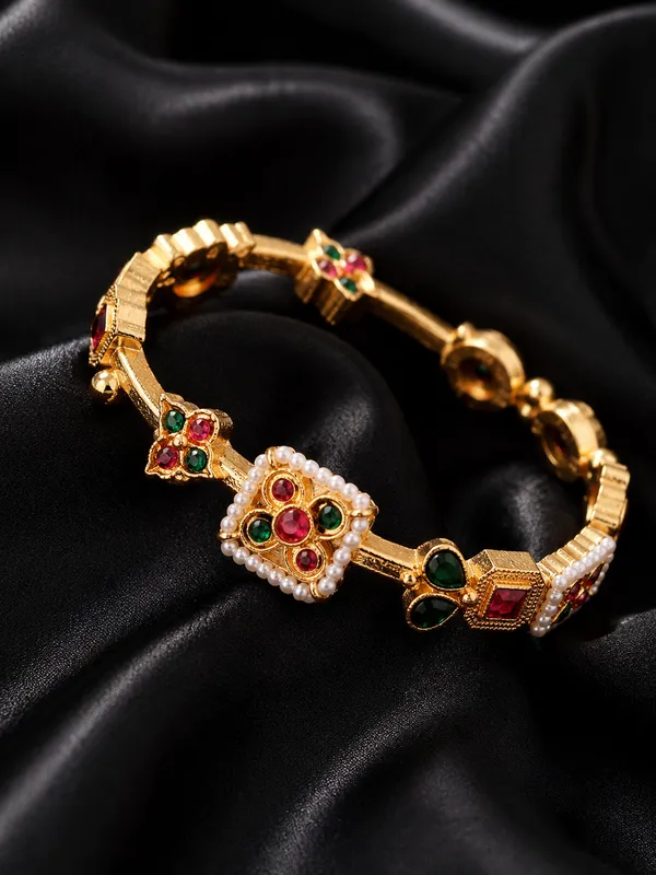 Indian_Shringar_Red_Green_Stone_Golden_Kada_for_Women_|_Monalisa_&_Paachi_Stone_Adjustable_Brass_Bracelet