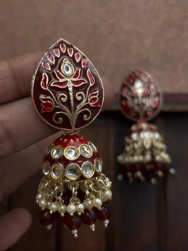 Elegant_Kundan_Meenakari_Jhumki_Earrings_for_Women_|_Traditional_Pearl_Drop_Ethnic_Jewelry_|_Lightweight_Wedding_&_Festive_Wear
