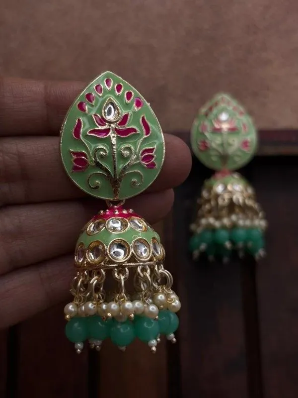 Elegant_Kundan_Meenakari_Jhumki_Earrings_for_Women_|_Traditional_Pearl_Drop_Ethnic_Jewelry_|_Lightweight_Wedding_&_Festive_Wear