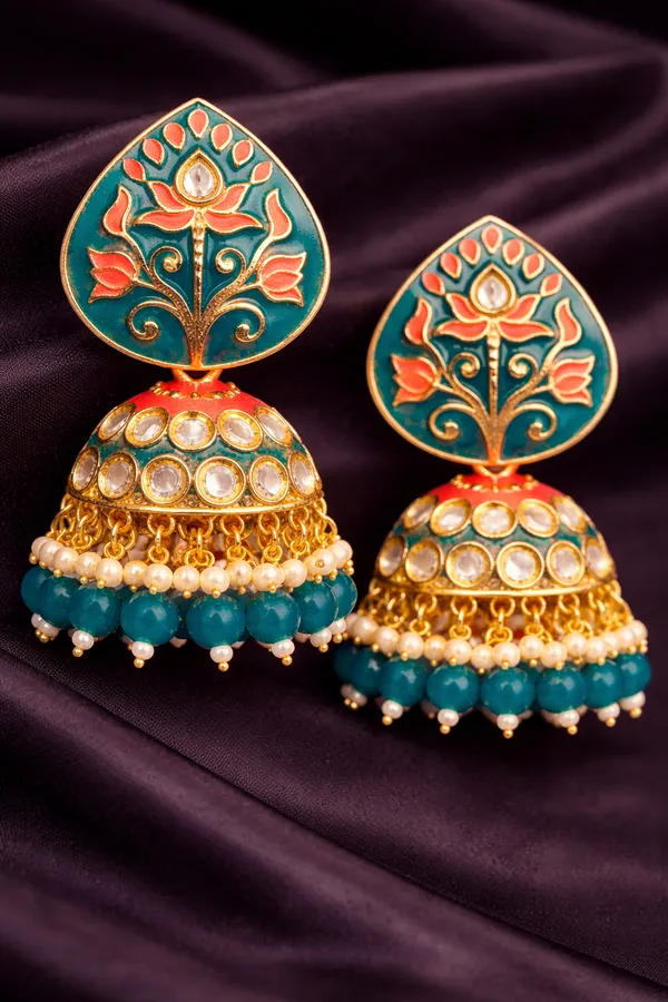 Elegant_Kundan_Meenakari_Jhumki_Earrings_for_Women_|_Traditional_Pearl_Drop_Ethnic_Jewelry_|_Lightweight_Wedding_&_Festive_Wear