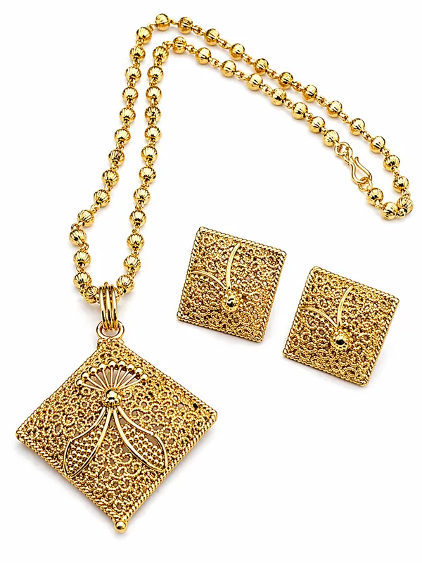 Indian_Shringar_Gold_Finish_Copper_Necklace_Set_|_Jhali_Daar_Matar_Mala_with_Matching_Earrings_|_Traditional_Ethnic_Jewelry