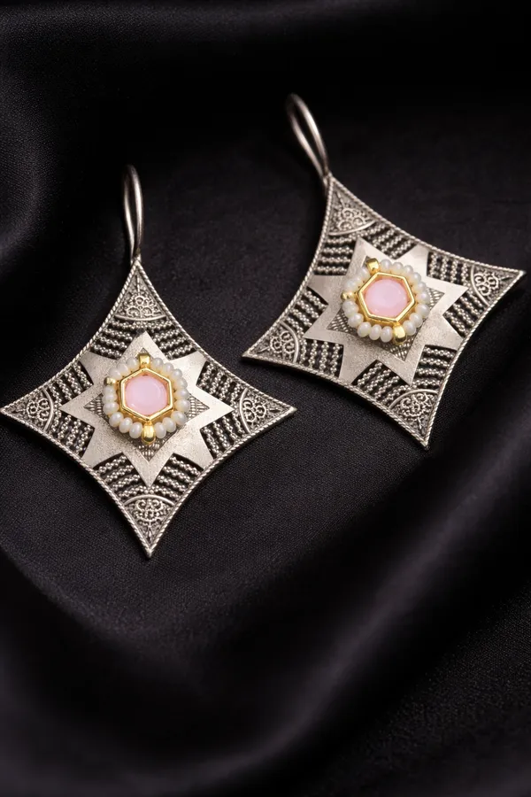 Baby_Pink_Mona_Lisa_Stone_Silver_Replica_Brass_Statement_Earrings_for_Women