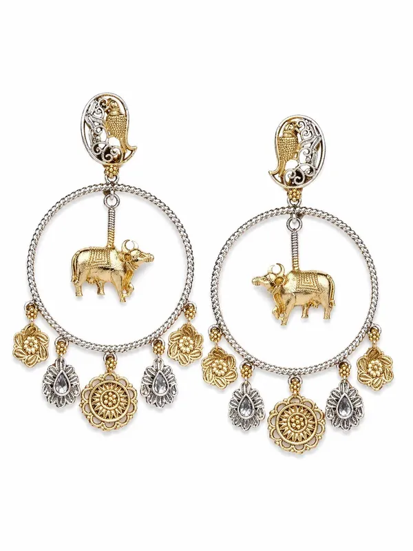 Indian_Shringar_Dual_Tone_Elephant_Hoop_Earrings_|_White_Stone_Boho_Earrings_|_Ethnic_Fusion_Jewelry