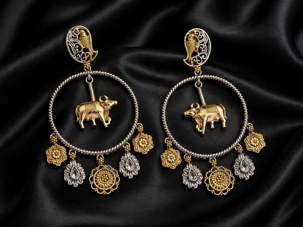 Indian_Shringar_Dual_Tone_Elephant_Hoop_Earrings_|_White_Stone_Boho_Earrings_|_Ethnic_Fusion_Jewelry