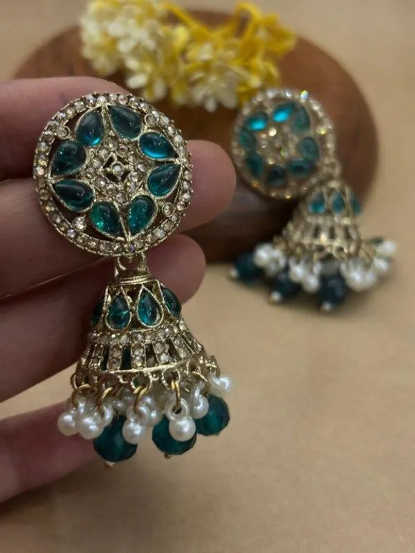 Godavari_Kundan_Earrings_???_Teal_Green