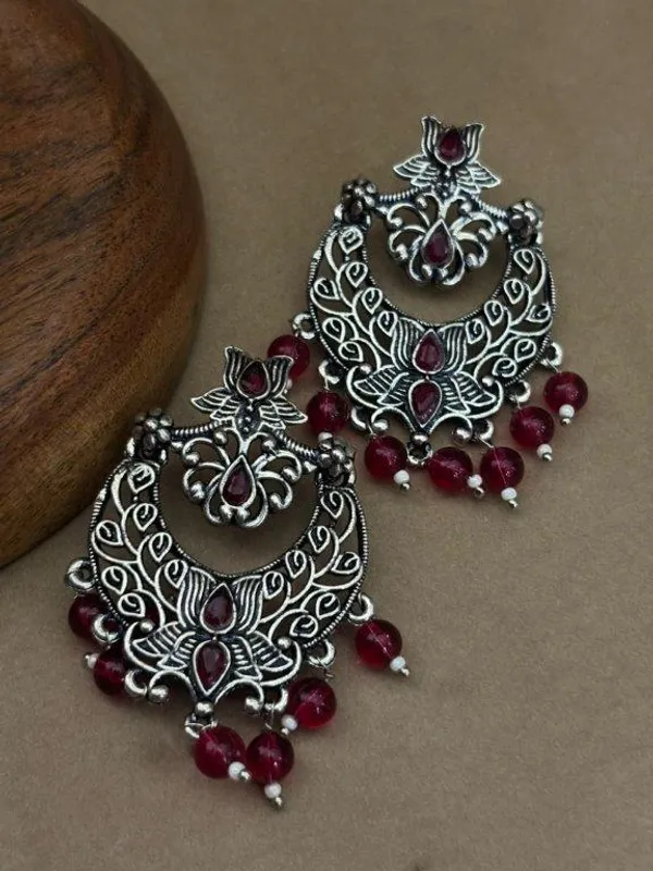 Gulnaar_Blush_Pink_Oxidised_Chandbali_Earrings
