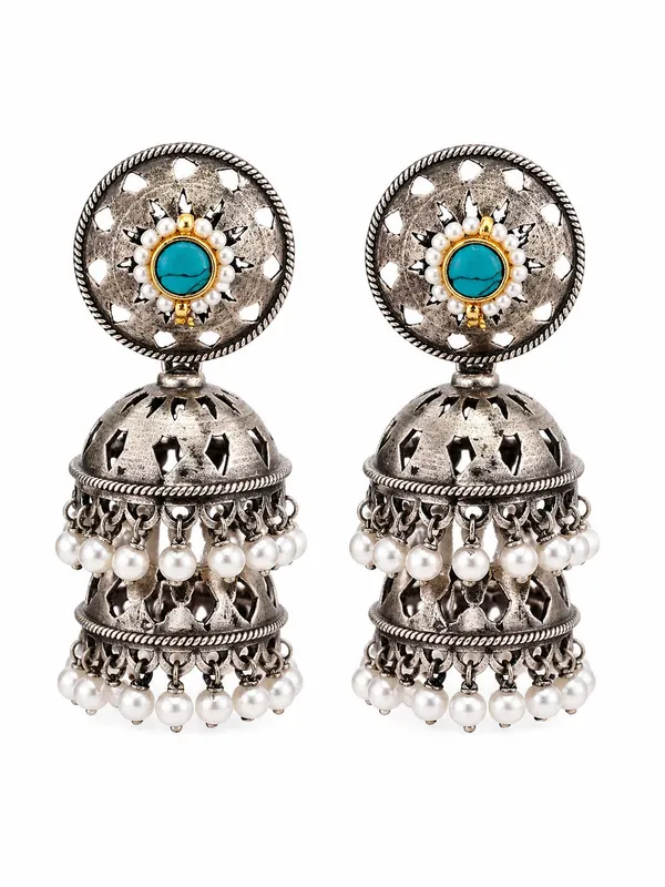 Indian_Shringar_Oxidised_Silver_Jhumka_Earrings_|_Turquoise_Stone_Pearl_Drop_Jhumki_|_Ethnic_German_Silver_Jewelry