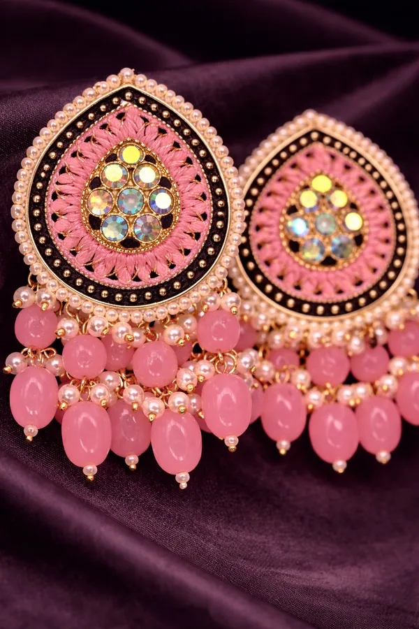 Indian_Shringar_Baby_Pink_Kundan_Stud_Earrings_for_Women_|_Traditional_Wedding_&_Festive_Jewellery