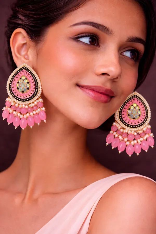 Indian_Shringar_Baby_Pink_Kundan_Stud_Earrings_for_Women_|_Traditional_Wedding_&_Festive_Jewellery
