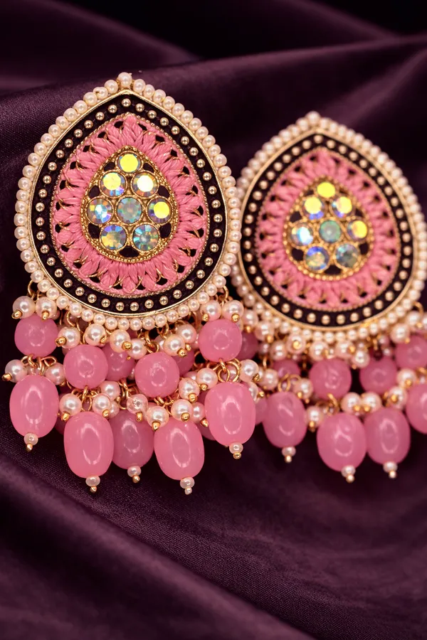 Indian_Shringar_Baby_Pink_Kundan_Stud_Earrings_for_Women_|_Traditional_Wedding_&_Festive_Jewellery