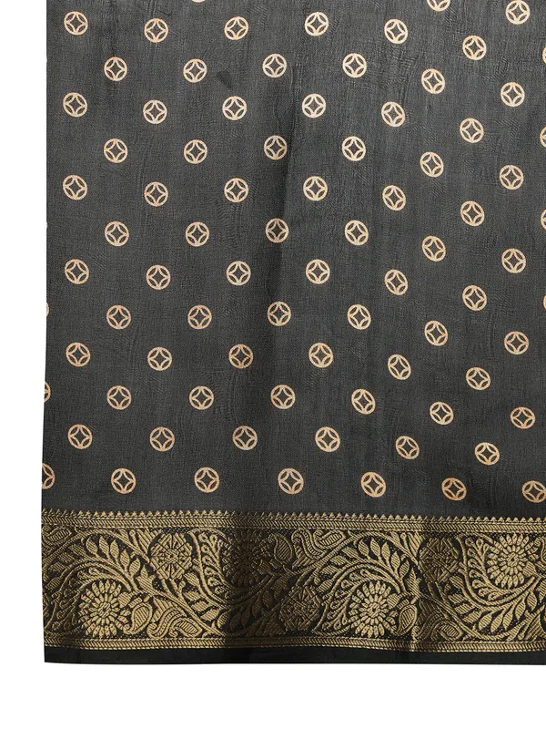Indian_Shringar_Black_Soft_Silk_Elephant_Print_Saree_with_Zari_Border