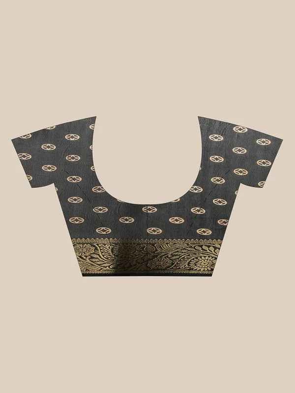 Indian_Shringar_Black_Soft_Silk_Elephant_Print_Saree_with_Zari_Border