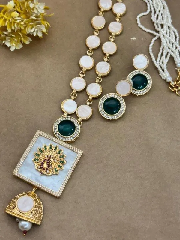 Indian_Shringar_Designer_MOP_Long_Necklace_Set_|_Pink_AD_Stone_Pendant_with_Pearl_Mala_|_Gold_Finish_Ethnic_Jewelry