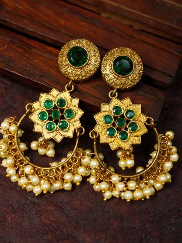 Indian_Shringar_Green_Stone_Golden_Chandbali_Earrings_|_Pearl_Drop_Ethnic_Designer_Earrings_for_Women