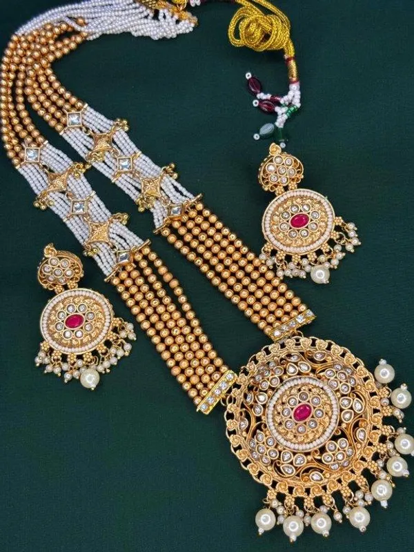 Indian_Shringar_Heritage_Polki_Kundan_Necklace_Set_|_Bridal_Long_Necklace_with_Pearl_Drops_|_Premium_Ethnic_Wedding_Jewelry