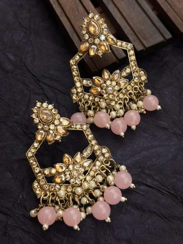Indian_Shringar_Kundan_Chandbali_Earrings_|_Baby_Pink_Bead_Jhalar_Designer_Hexagon_Earrings_|_Pastel_Bridal_Statement_Jewelry