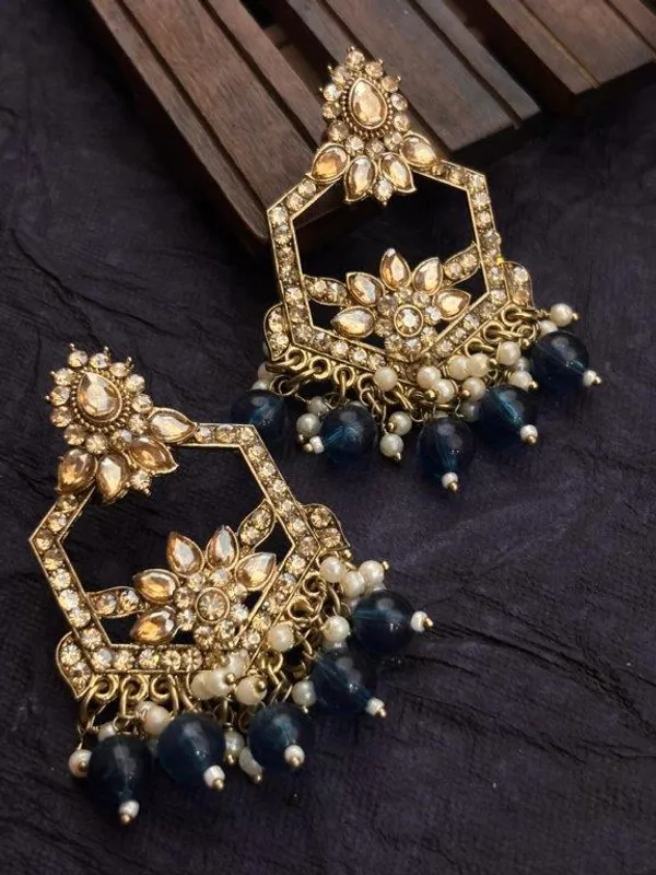 Indian_Shringar_Kundan_Chandbali_Earrings_|_Deep_Blue_Bead_Jhalar_Designer_Hexagon_Earrings_|_Royal_Ethnic_Statement_Jewelry